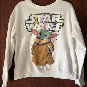 Star Wars White Sweatshirt with Baby Yoda